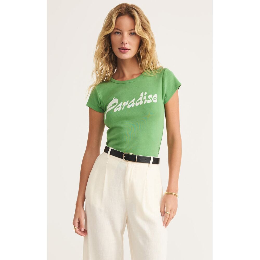 Green "Paradise" Graphic Crewneck Tee - Women